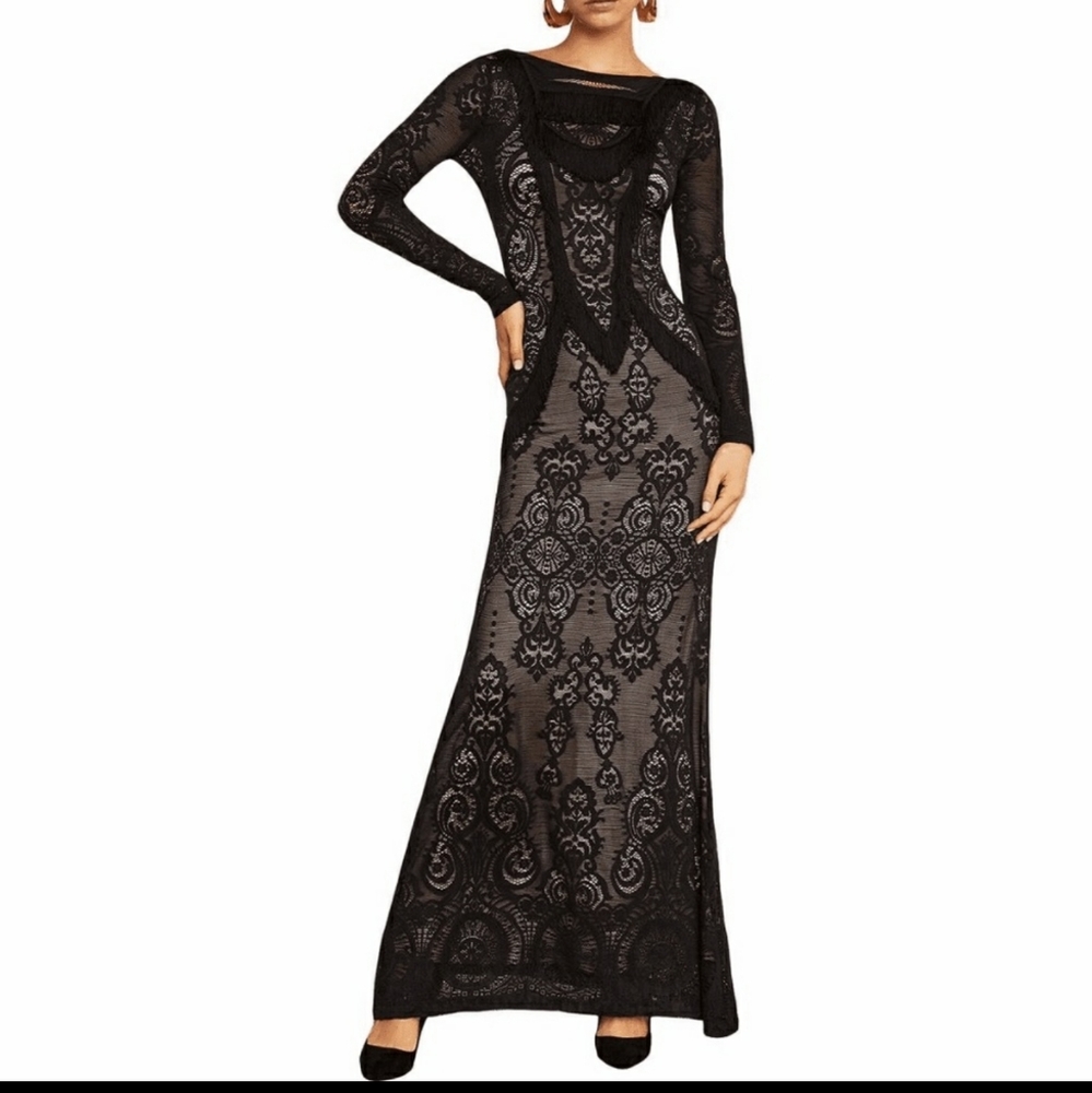 BCBGMAXAZRIA BLACK AND PINK BLUSH GOWN